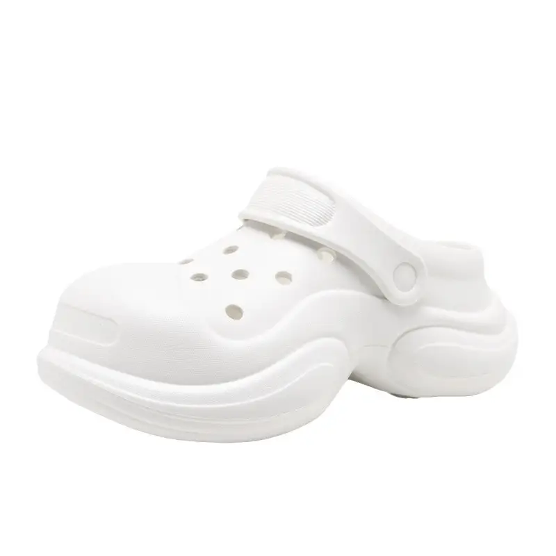 Summer Thick-soled Cave Shoes Women's Outdoor Height-increasing Breathable Solid Color Style Slippers Beach Non-slip Baotou Sandals