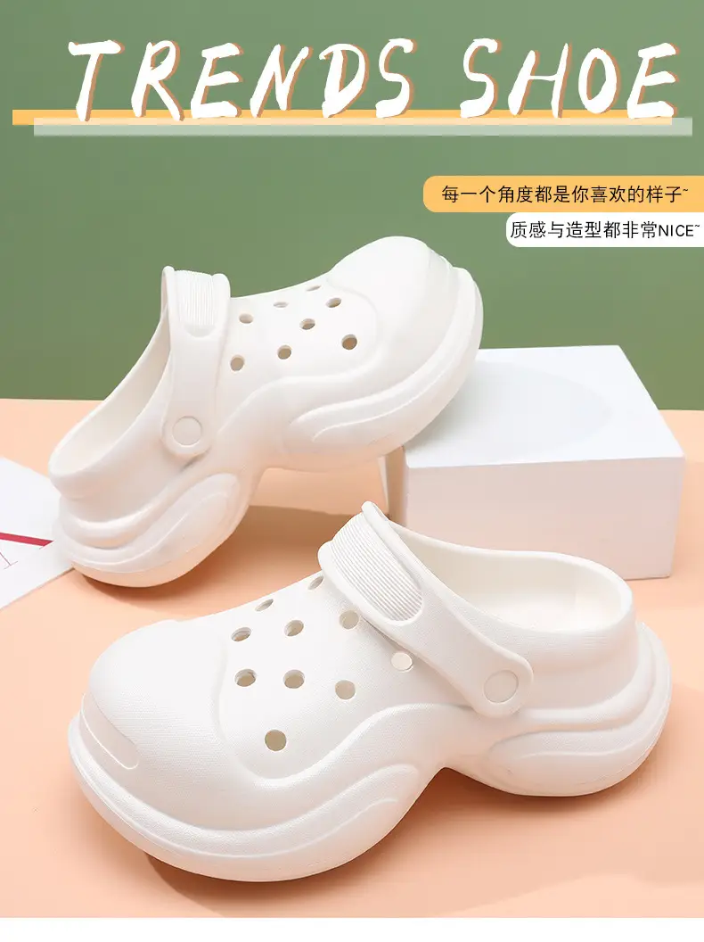 Summer Thick-soled Cave Shoes Women's Outdoor Height-increasing Breathable Solid Color Style Slippers Beach Non-slip Baotou Sandals — feature 3