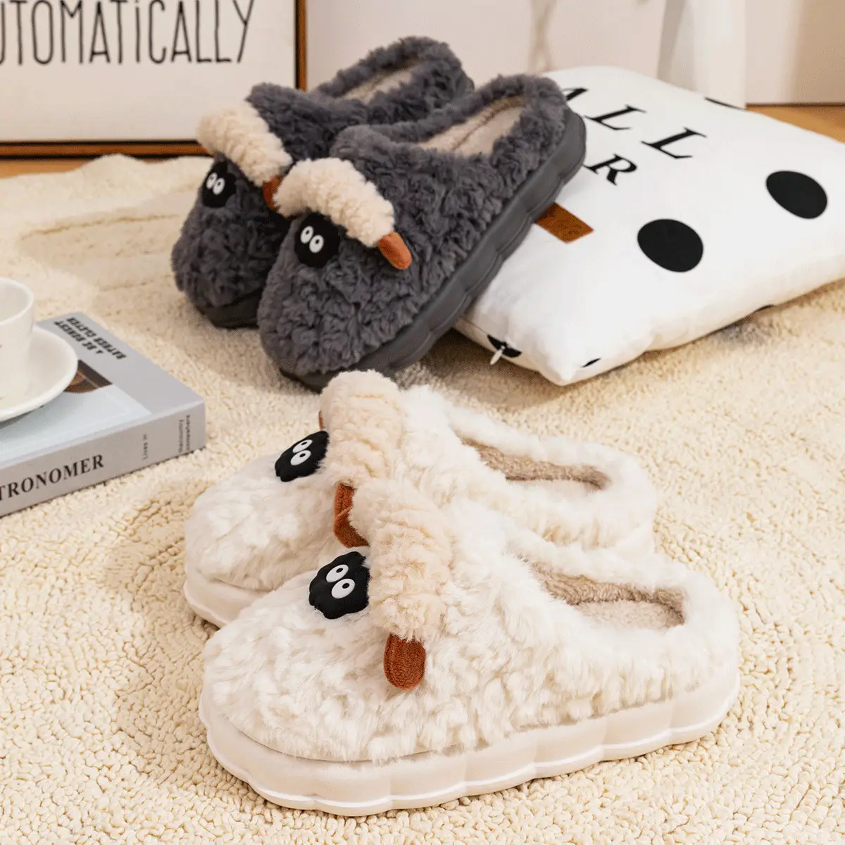 Cute Cotton Slippers for Women Winter 2025 Plush Fleece - Image 8