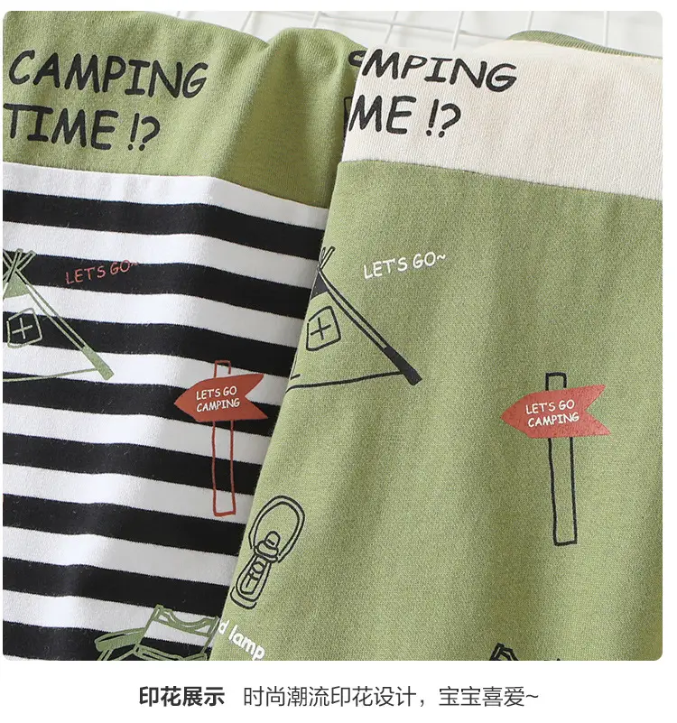 Baby Long Sleeve Striped T-Shirt Green White Spring Outfit — feature 11