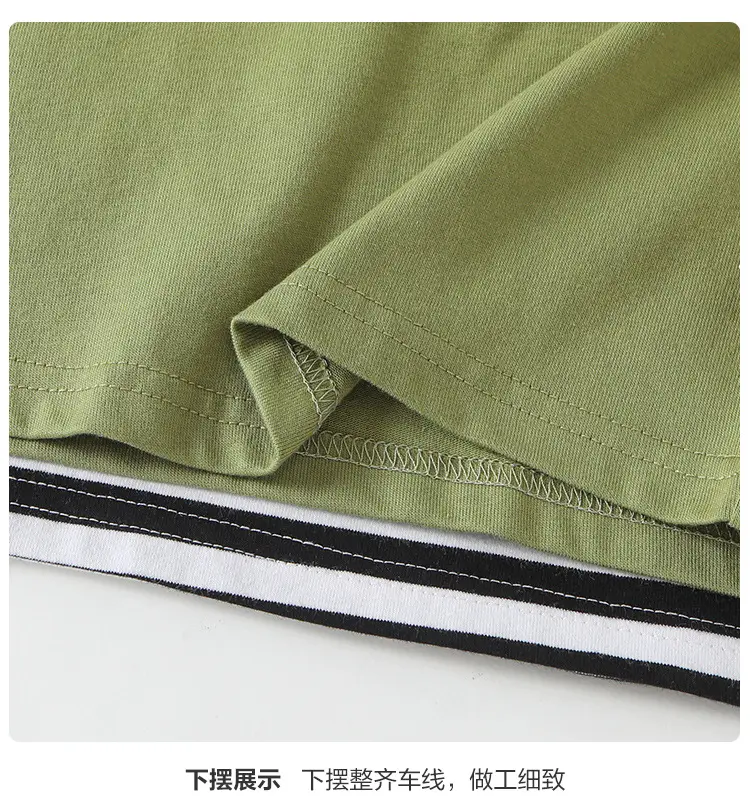 Baby Long Sleeve Striped T-Shirt Green White Spring Outfit — feature 12