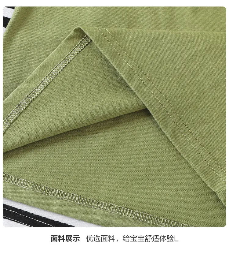 Baby Long Sleeve Striped T-Shirt Green White Spring Outfit — feature 13
