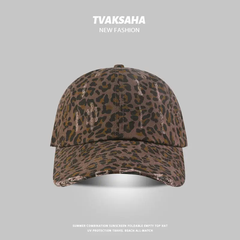 Leopard Print Ripped Baseball Cap Women Wide Brim — feature 5