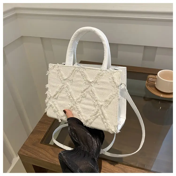 Pink Rhomboid Denim Bag Women's 2024 New Arrival - Image 2