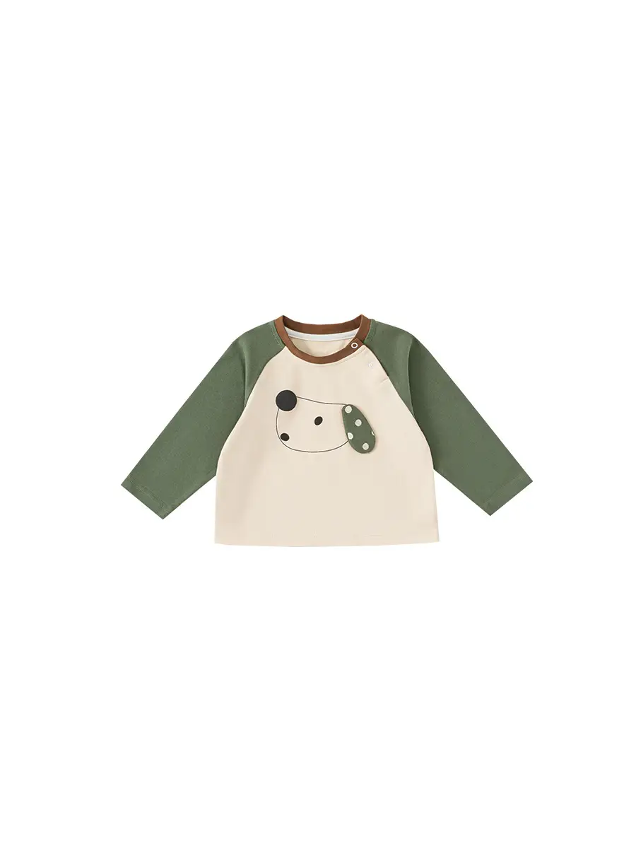 Baby Girls Cartoon Print Long Sleeve T-Shirt Cream Green - Image 7