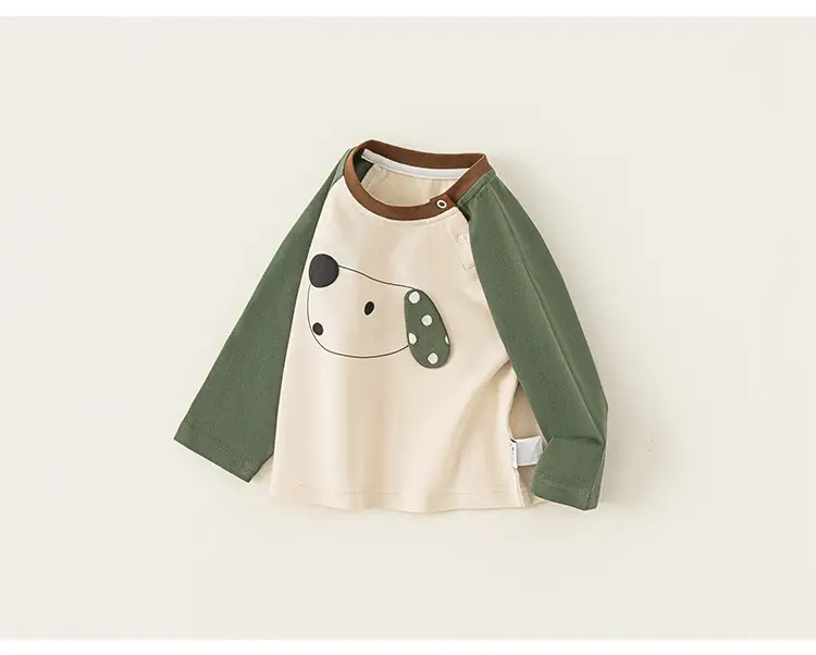 Baby Girls Cartoon Print Long Sleeve T-Shirt Cream Green — feature 17