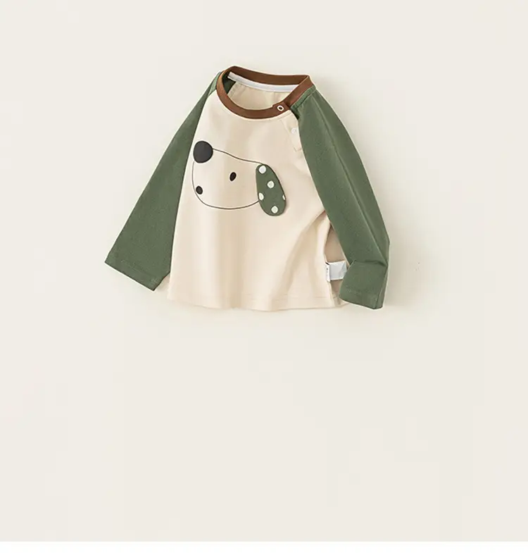 Baby Girls Cartoon Print Long Sleeve T-Shirt Cream Green — feature 4