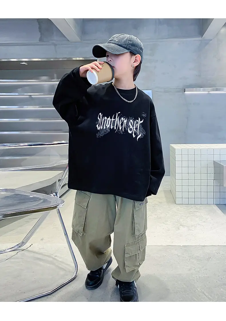 Kids Long Sleeve T-Shirt Black Graphic 2025 — feature 11