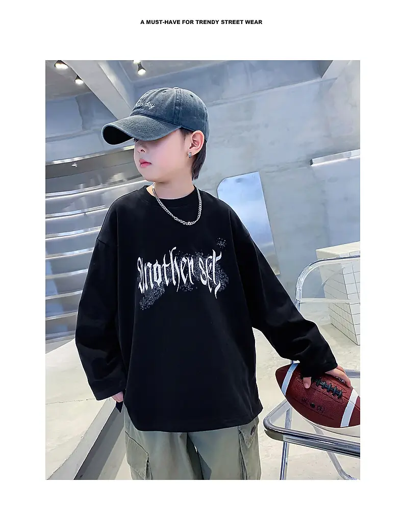 Kids Long Sleeve T-Shirt Black Graphic 2025 — feature 2