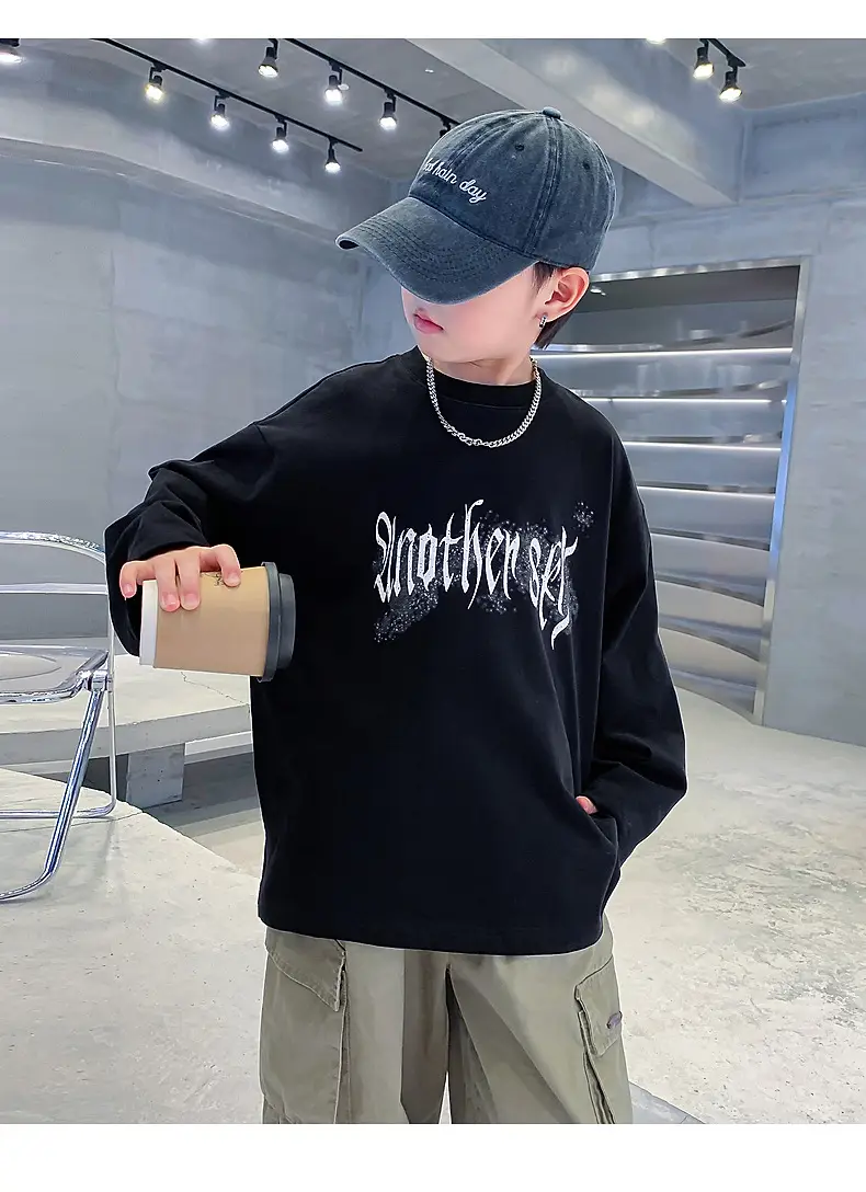 Kids Long Sleeve T-Shirt Black Graphic 2025 — feature 7