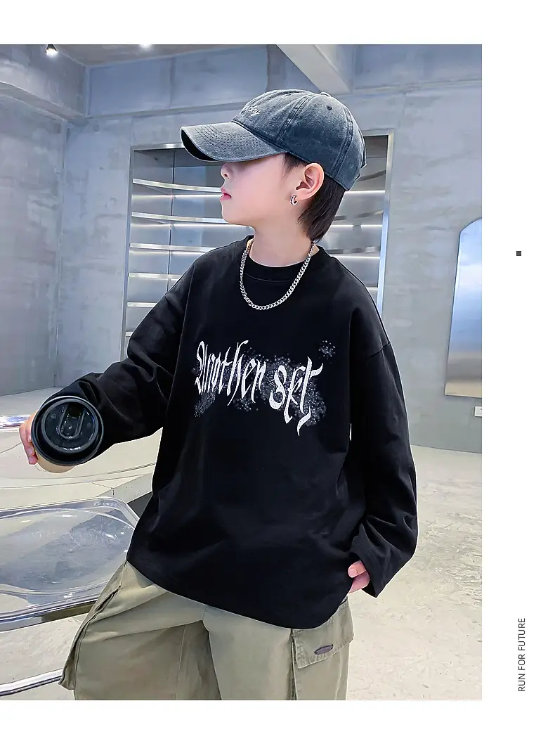 Kids Long Sleeve T-Shirt Black Graphic 2025 — feature 8