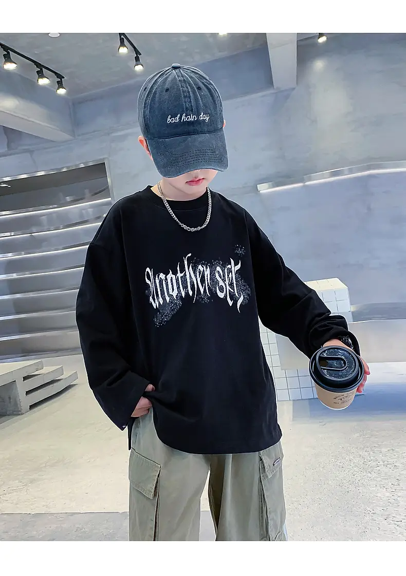 Kids Long Sleeve T-Shirt Black Graphic 2025 — feature 9