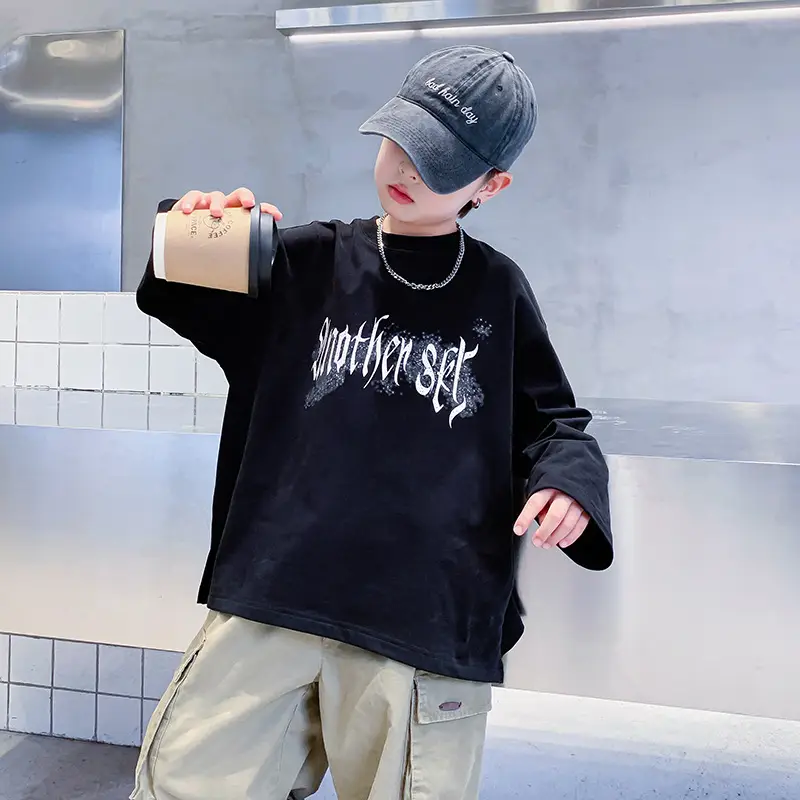 Kids Long Sleeve T-Shirt Black Graphic 2025 - Image 2