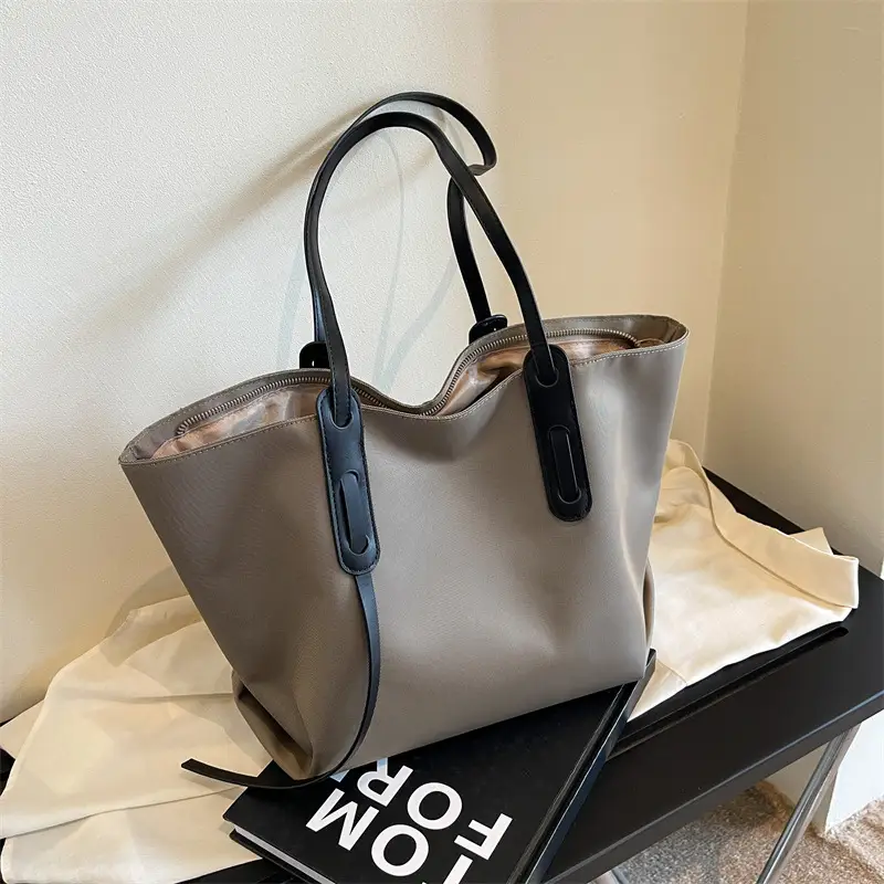 Grey Oxford Shoulder Bag Large Capacity - Image 5