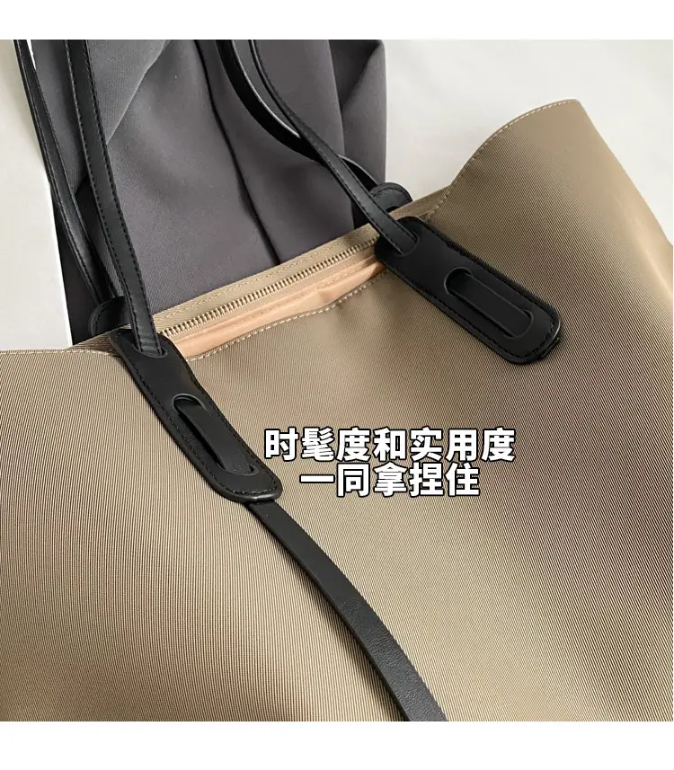 Grey Oxford Shoulder Bag Large Capacity — feature 3