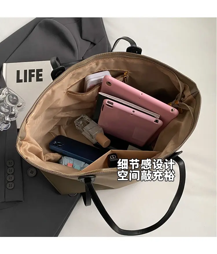 Grey Oxford Shoulder Bag Large Capacity — feature 7