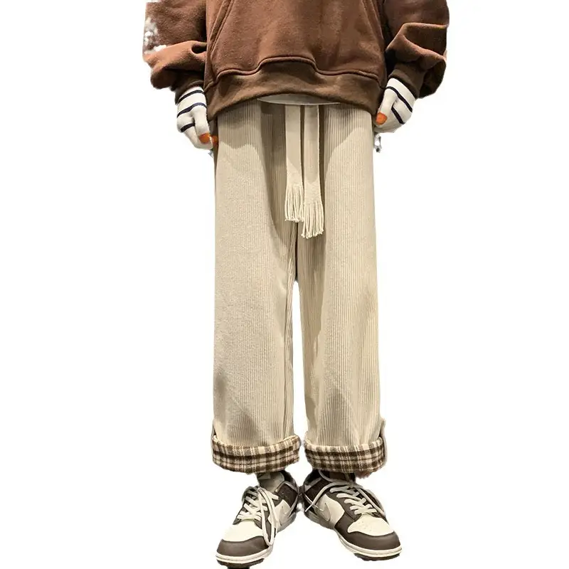 Men's Corduroy Pants New 2024 Loose Straight Wide Leg