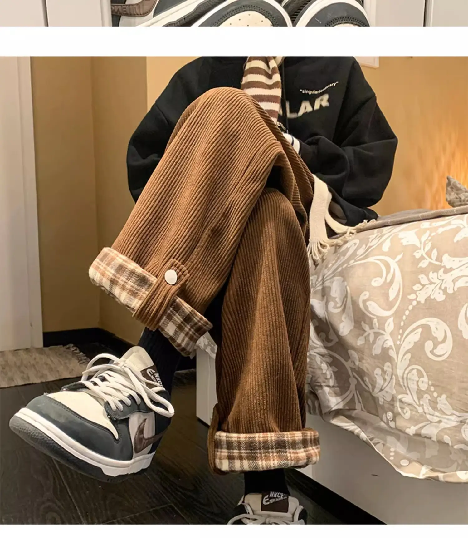 Men's Corduroy Pants New 2024 Loose Straight Wide Leg — feature 34