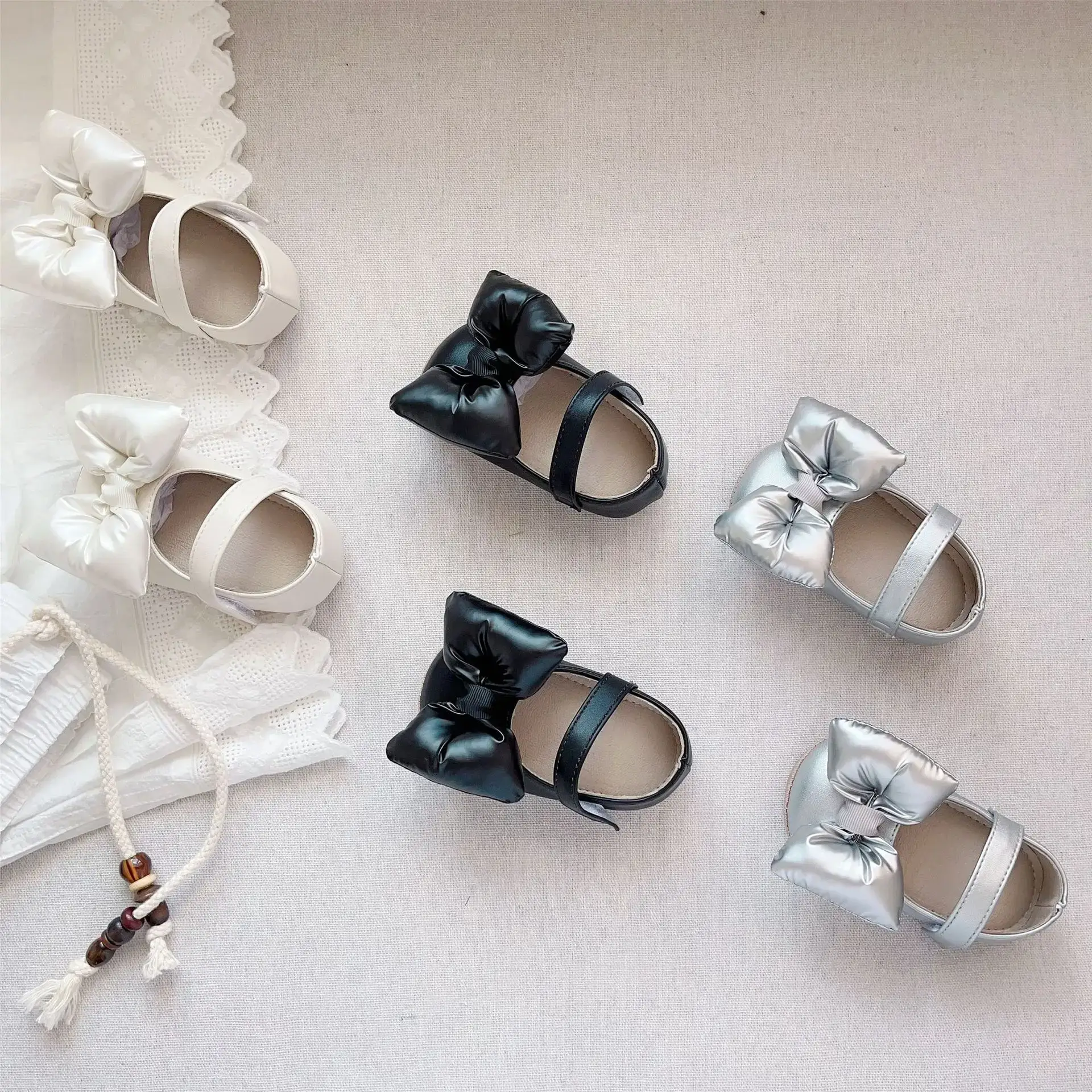 Korean Style Bow Baby Shoes White Non-Slip — feature 13