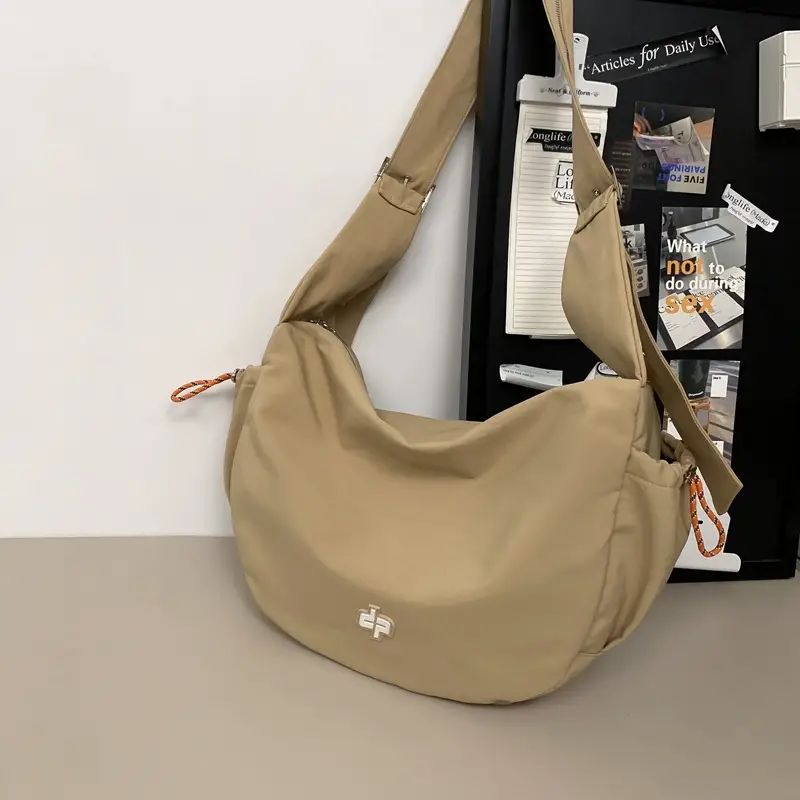 Women's Large Capacity Crossbody Bag Tan Nylon - Image 2