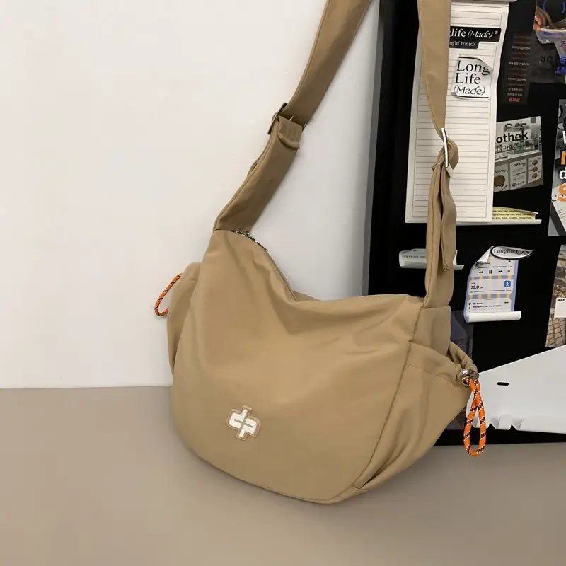 Women's Large Capacity Crossbody Bag Tan Nylon - Image 5