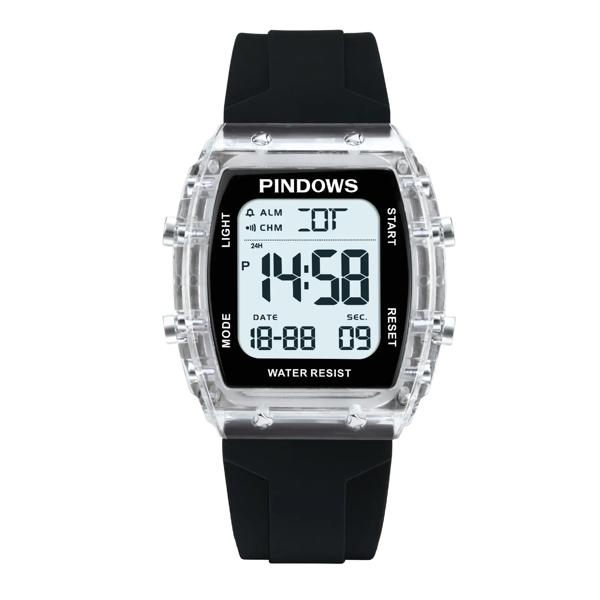 Pindao Digital Alarm Clock with Water Resistant White Strap - Image 12