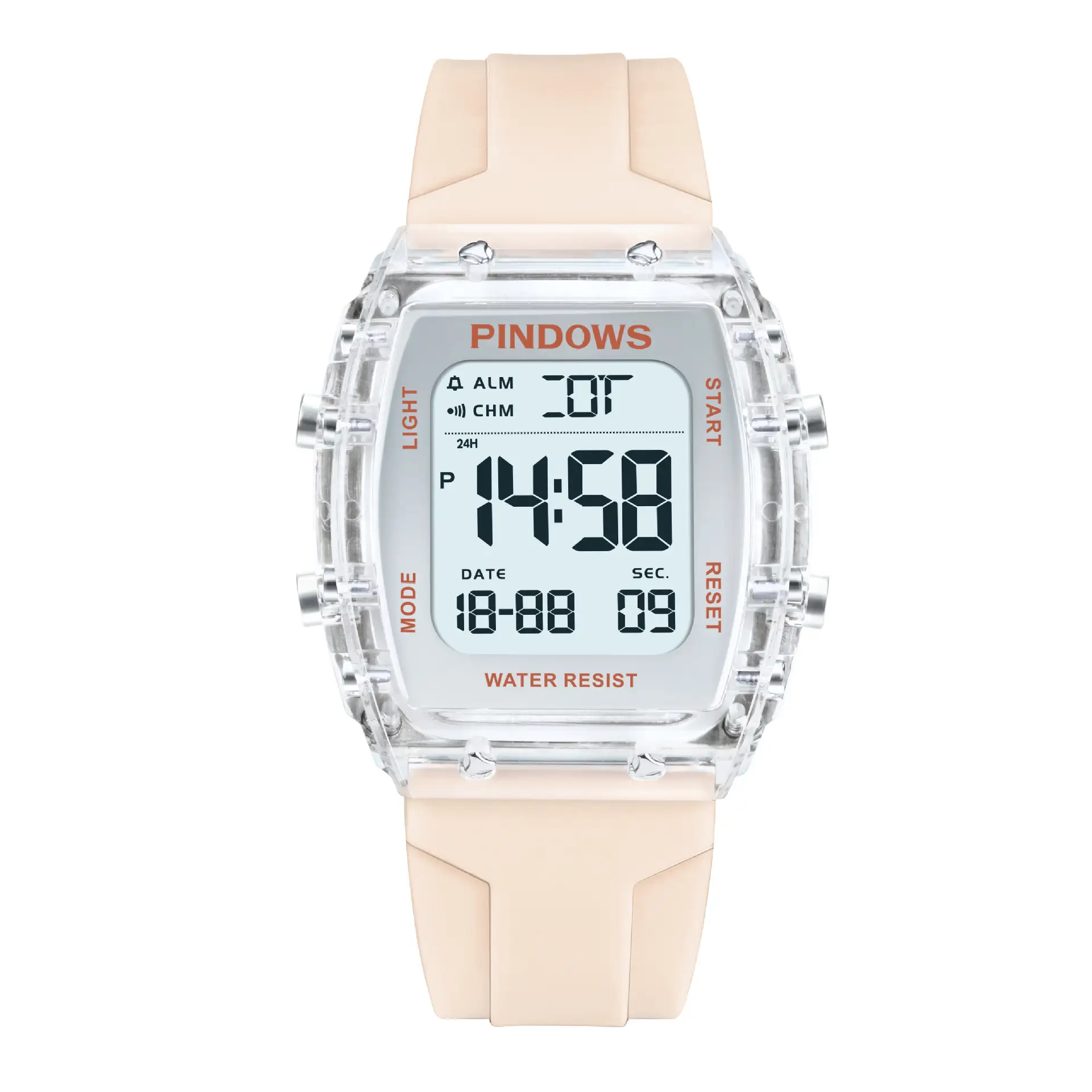 Pindao Digital Alarm Clock with Water Resistant White Strap - Image 3