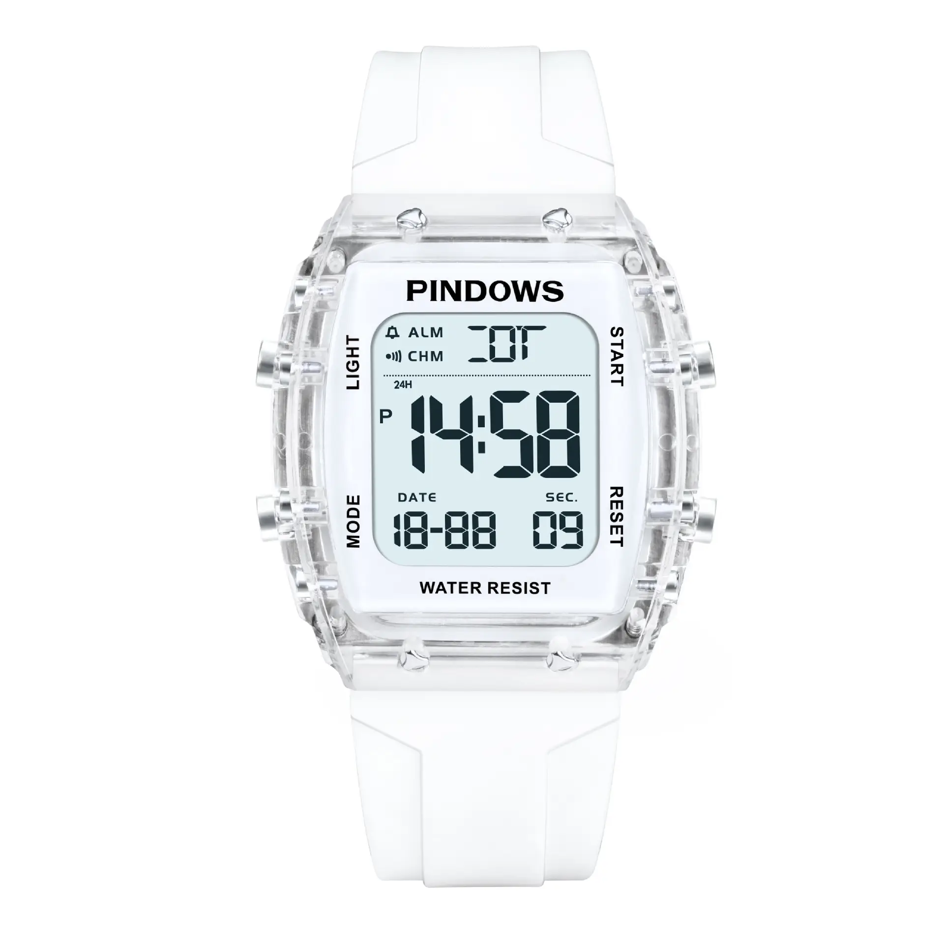 Pindao Digital Alarm Clock with Water Resistant White Strap - Image 4