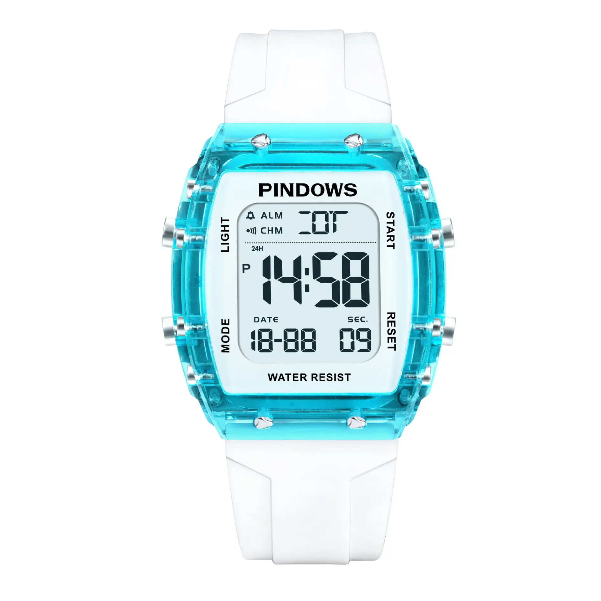 Pindao Digital Alarm Clock with Water Resistant White Strap - Image 5