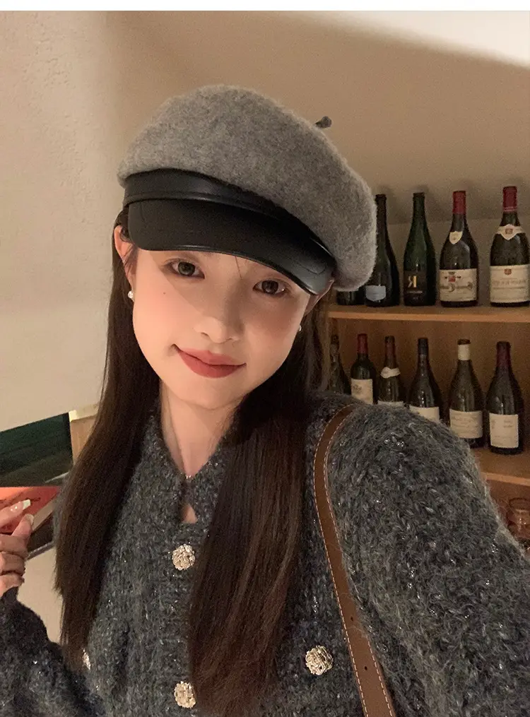 Women Wool Duck Cap Autumn Winter Brim Hat — feature 10