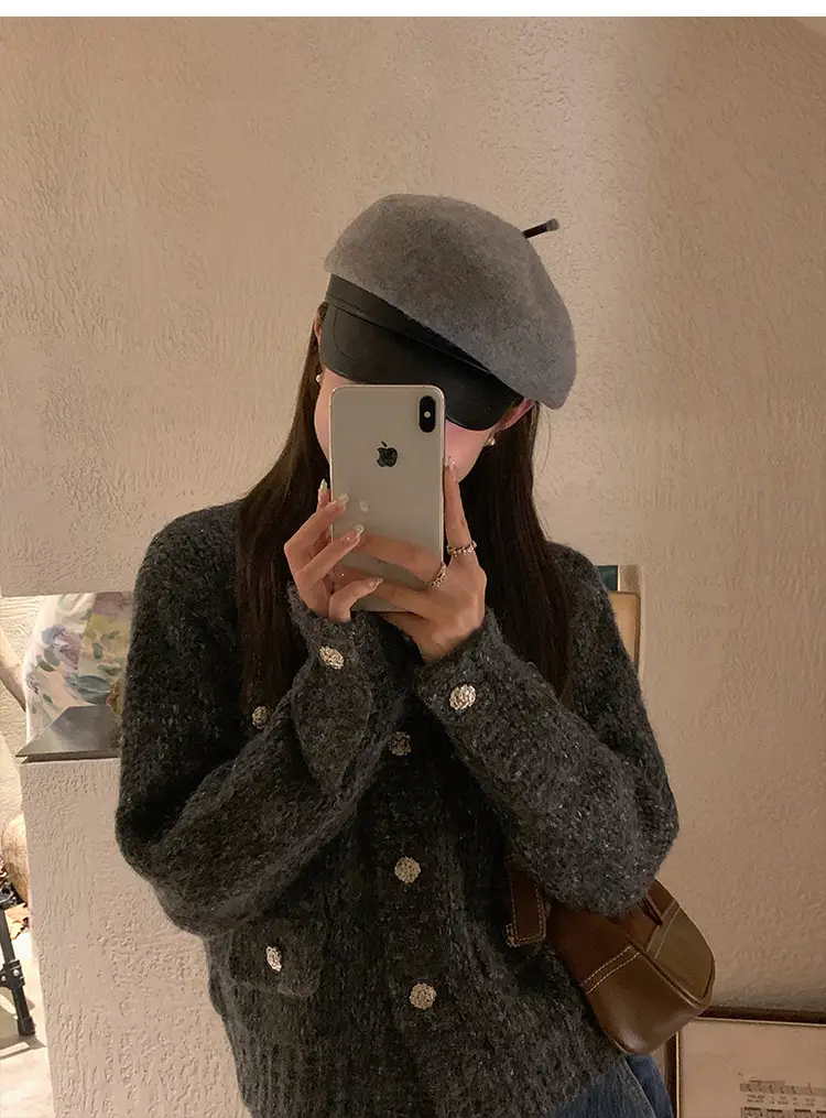 Women Wool Duck Cap Autumn Winter Brim Hat — feature 7