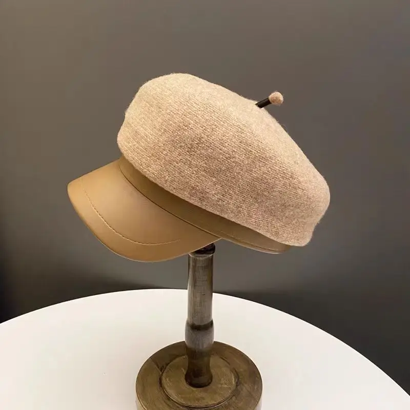 Women Wool Duck Cap Autumn Winter Brim Hat - Image 2