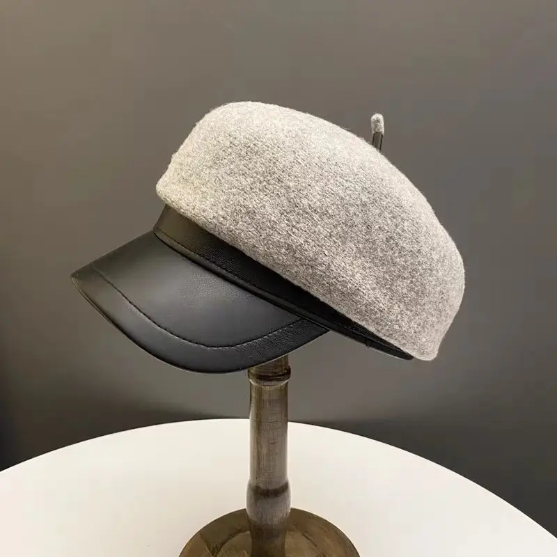 Women Wool Duck Cap Autumn Winter Brim Hat - Image 3