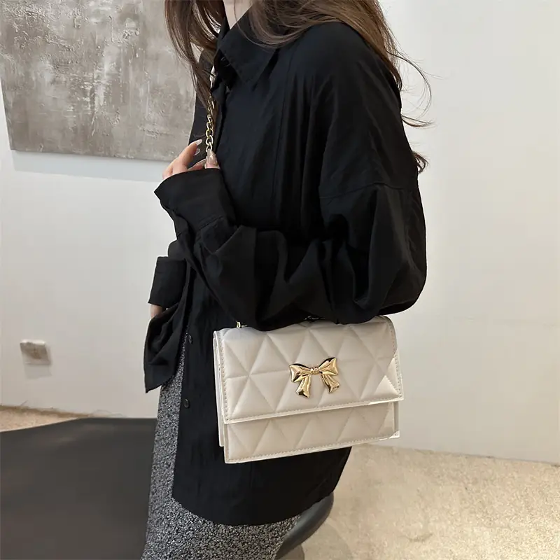 Pink Quilted Chain Shoulder Bag for Women - Image 7