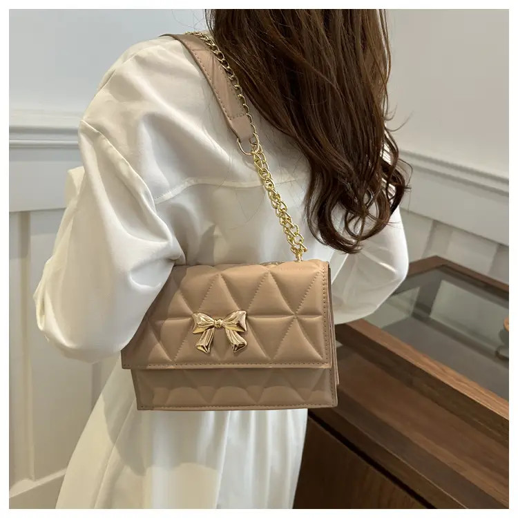 Pink Quilted Chain Shoulder Bag for Women — feature 16