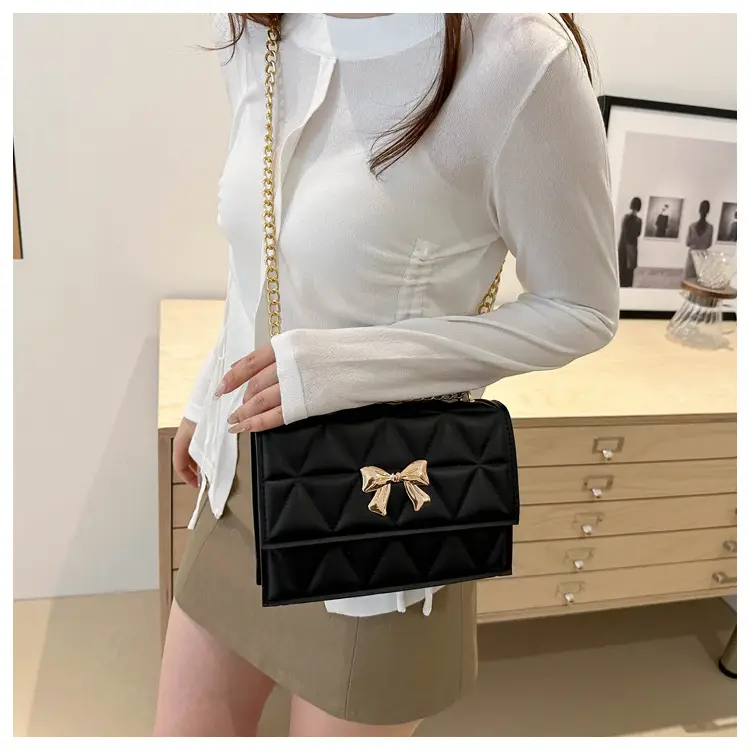 Pink Quilted Chain Shoulder Bag for Women — feature 18