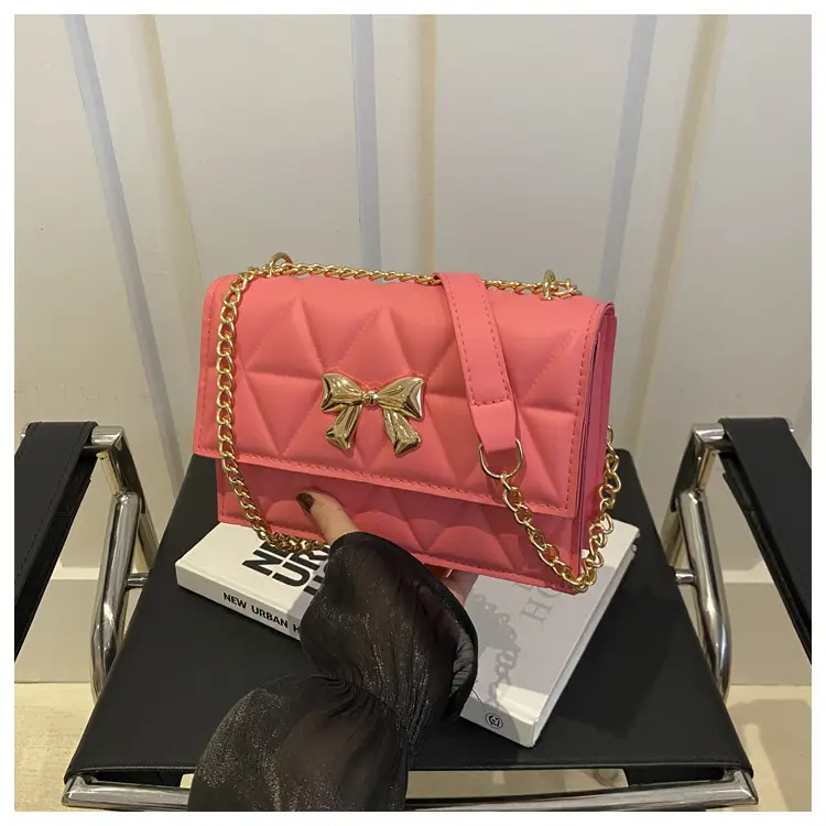 Pink Quilted Chain Shoulder Bag for Women — feature 19