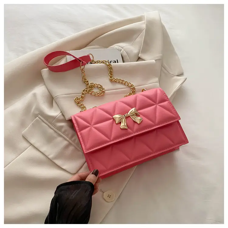Pink Quilted Chain Shoulder Bag for Women — feature 24