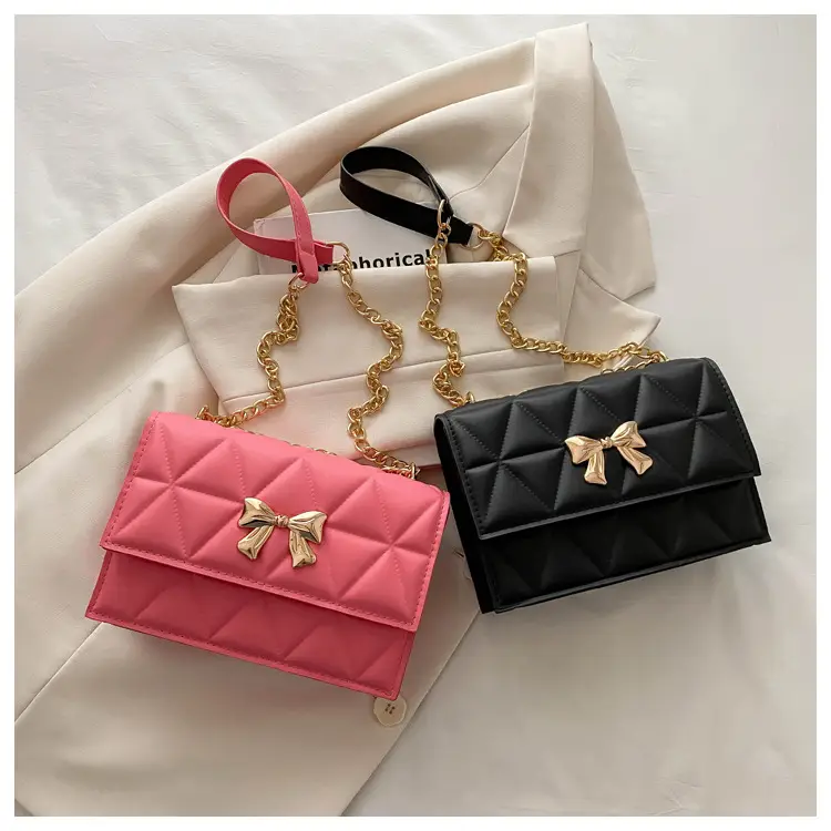 Pink Quilted Chain Shoulder Bag for Women — feature 29
