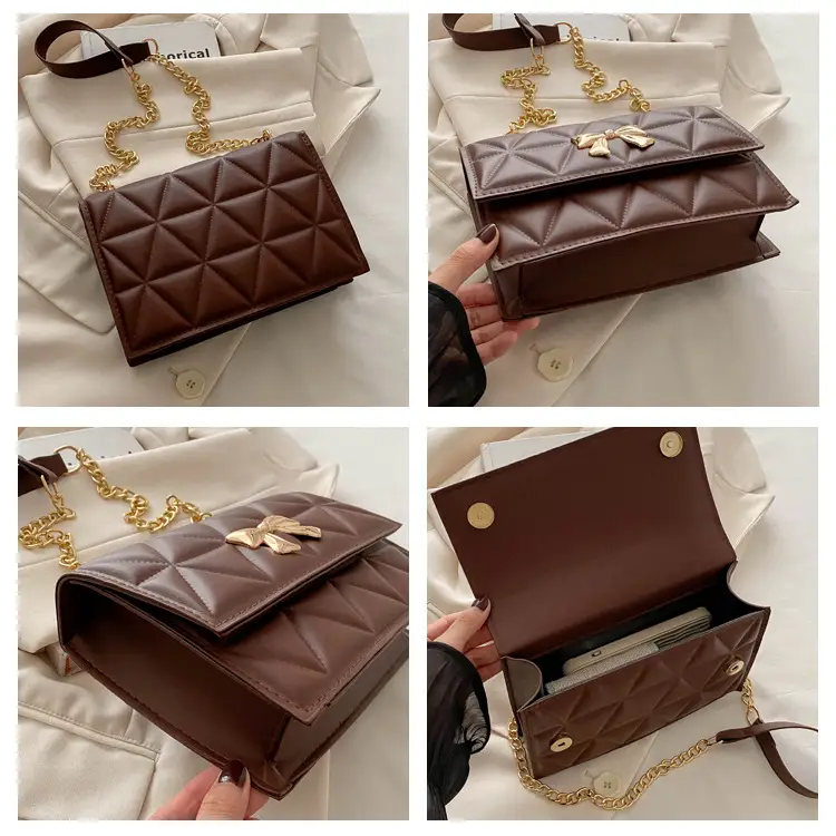 Pink Quilted Chain Shoulder Bag for Women — feature 8