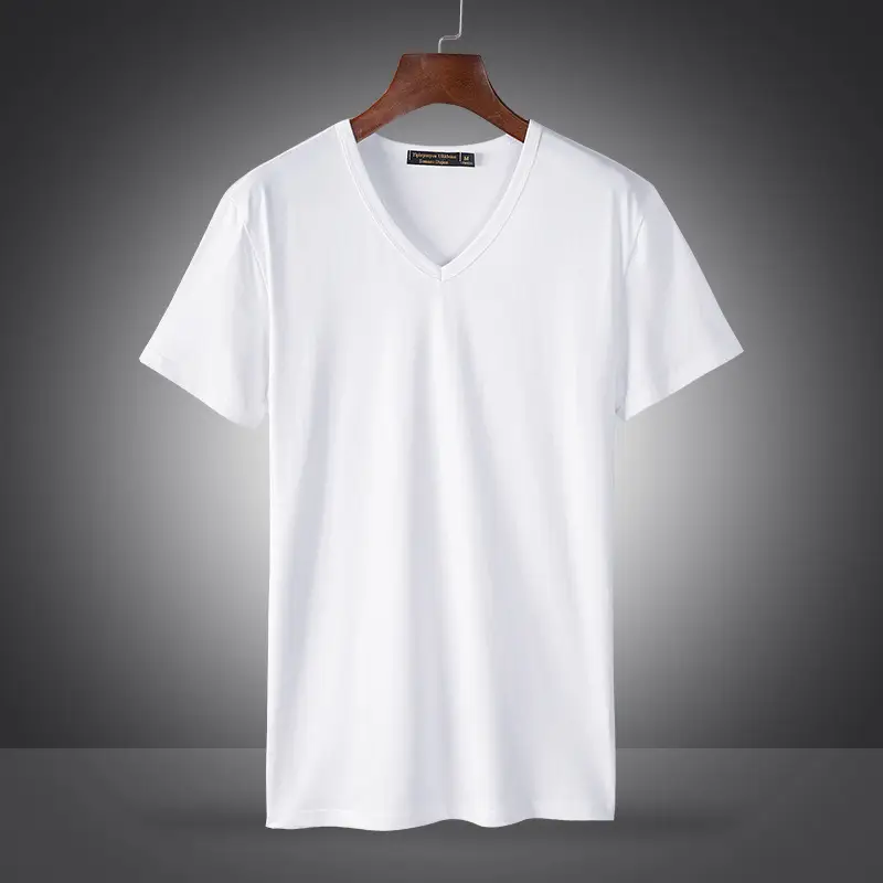 Men's V-Neck Mercerized T-Shirt Summer Ice Silk Quick Dry - Image 2