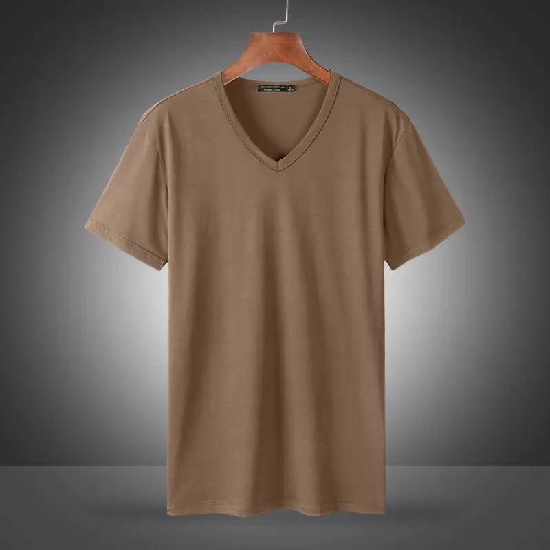 Men's V-Neck Mercerized T-Shirt Summer Ice Silk Quick Dry - Image 3