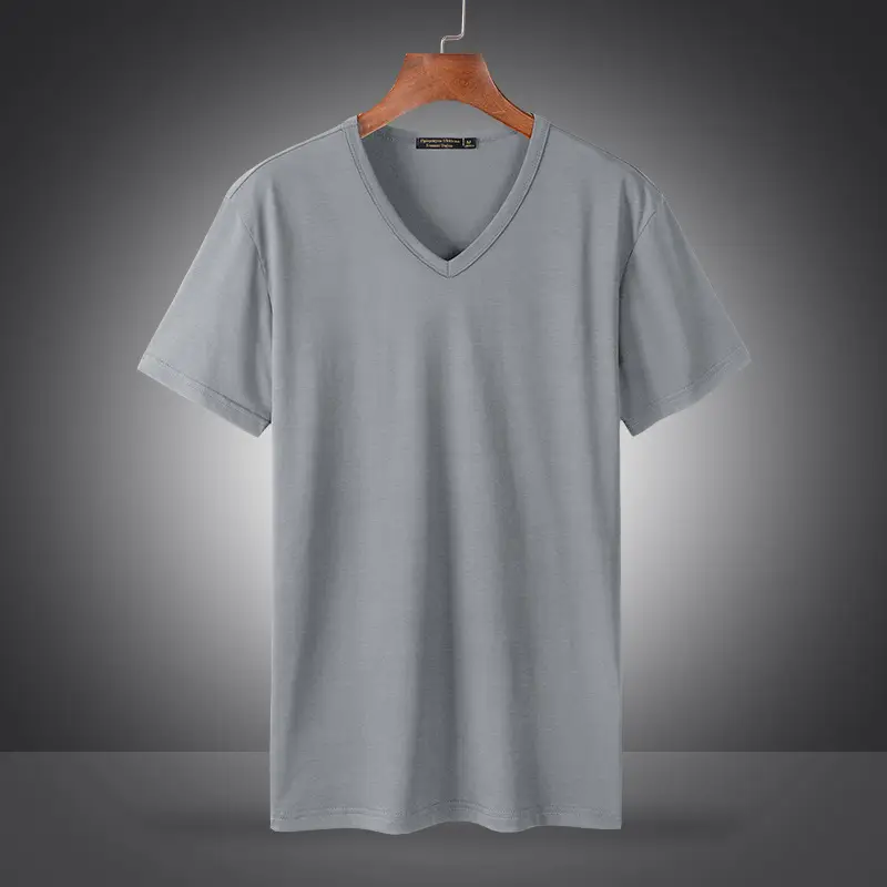 Men's V-Neck Mercerized T-Shirt Summer Ice Silk Quick Dry - Image 4