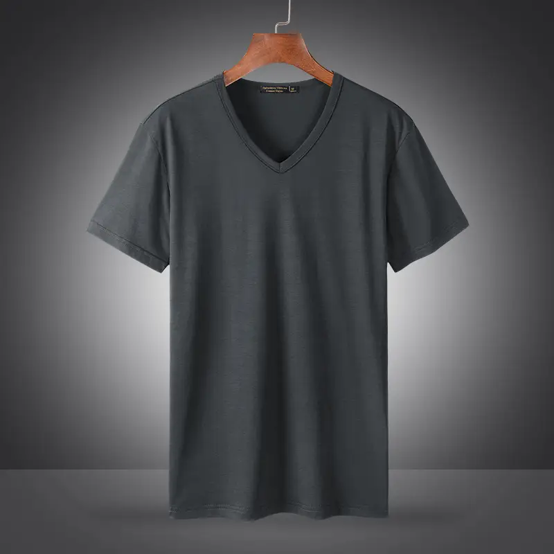 Men's V-Neck Mercerized T-Shirt Summer Ice Silk Quick Dry - Image 7