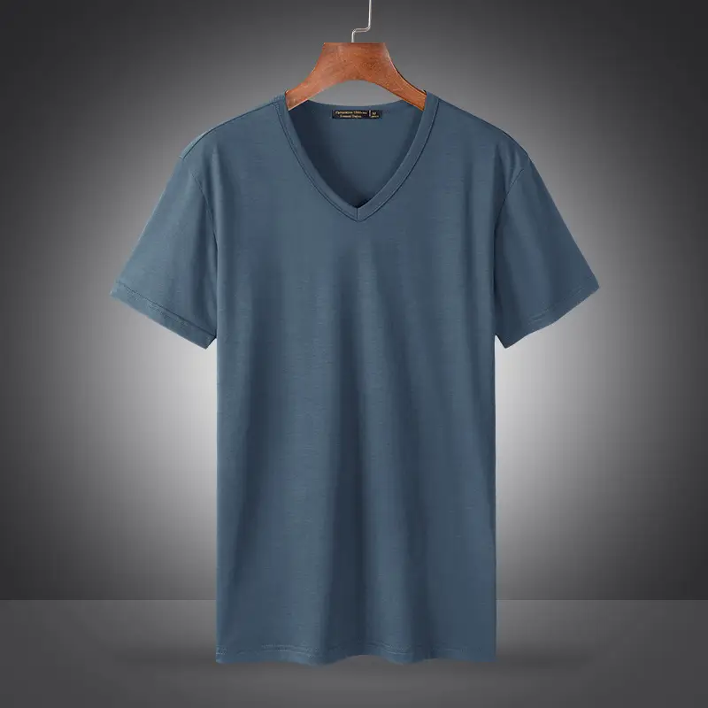 Men's V-Neck Mercerized T-Shirt Summer Ice Silk Quick Dry - Image 9