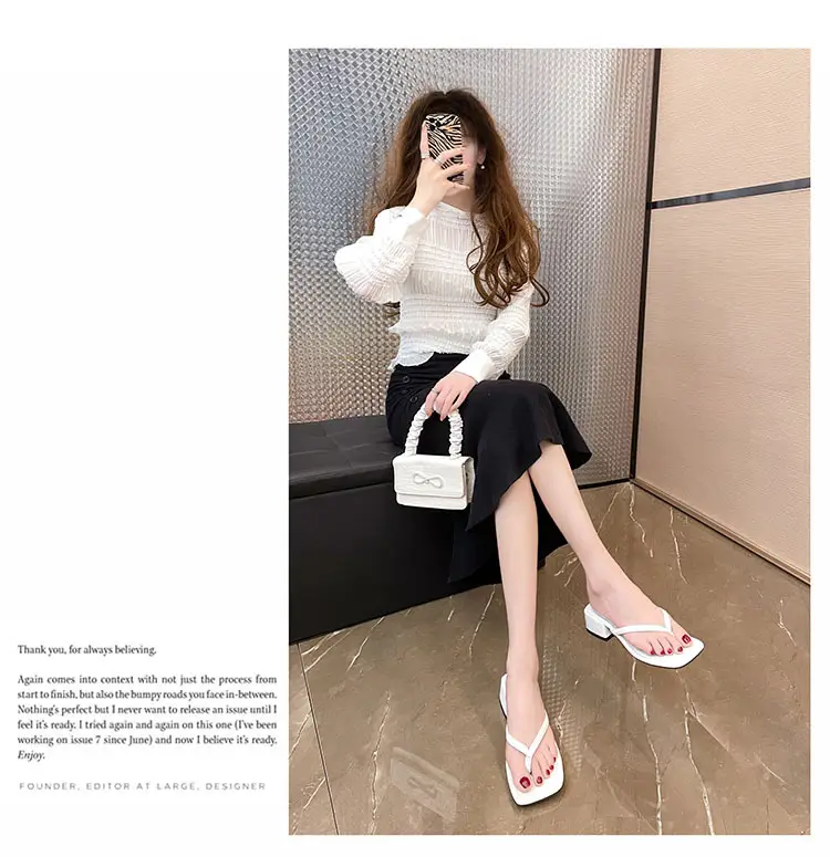 Women Chunky White Heel Flip Flops Summer 2026 — feature 13