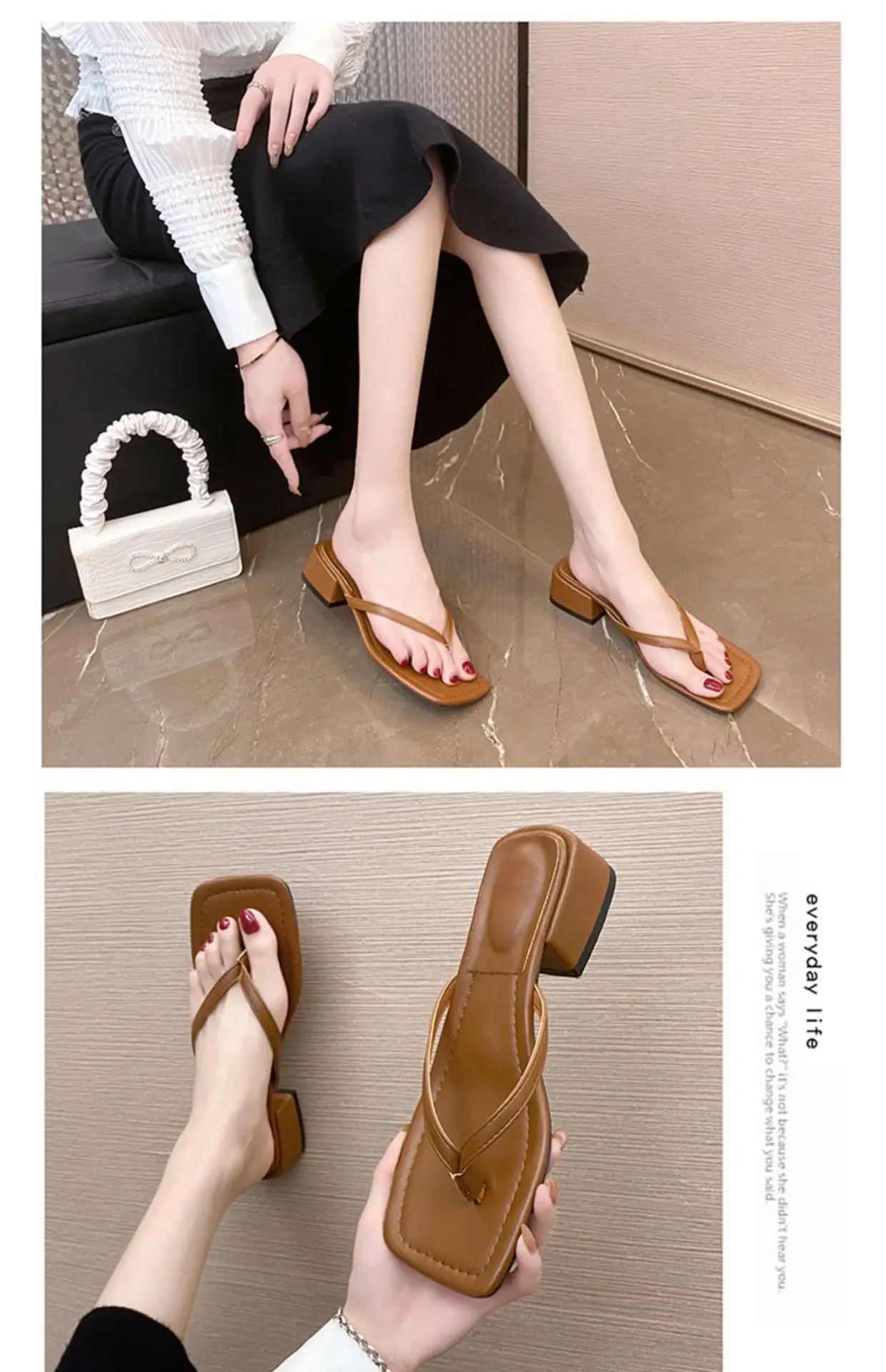 Women Chunky White Heel Flip Flops Summer 2026 — feature 21