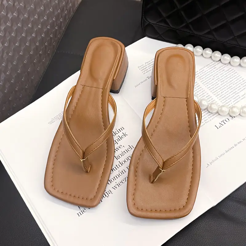 Women Chunky White Heel Flip Flops Summer 2026 - Image 6