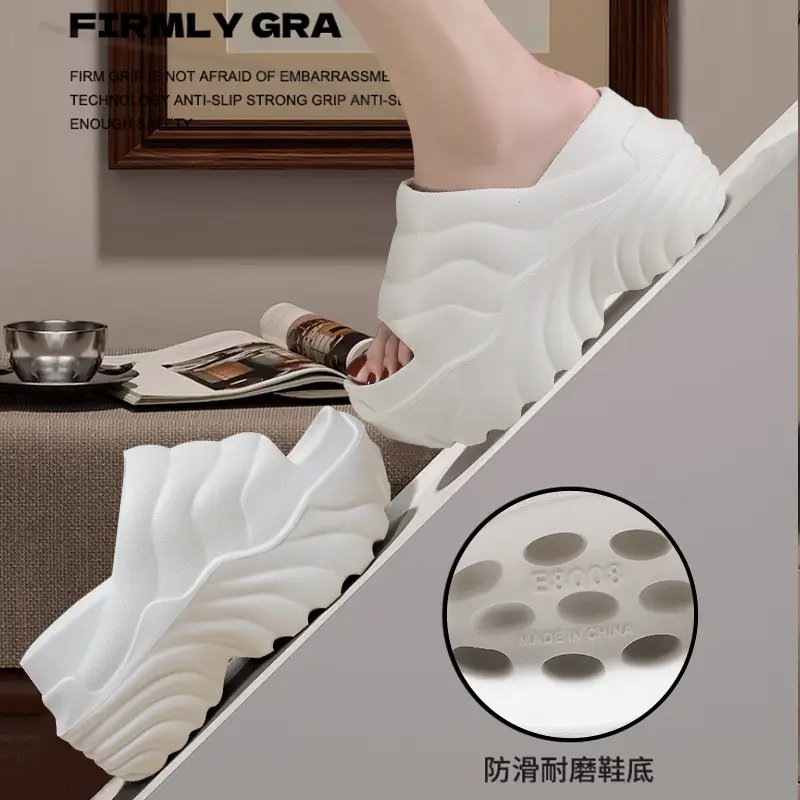 Women's White Airless Heel Slippers with Warmth - Image 7