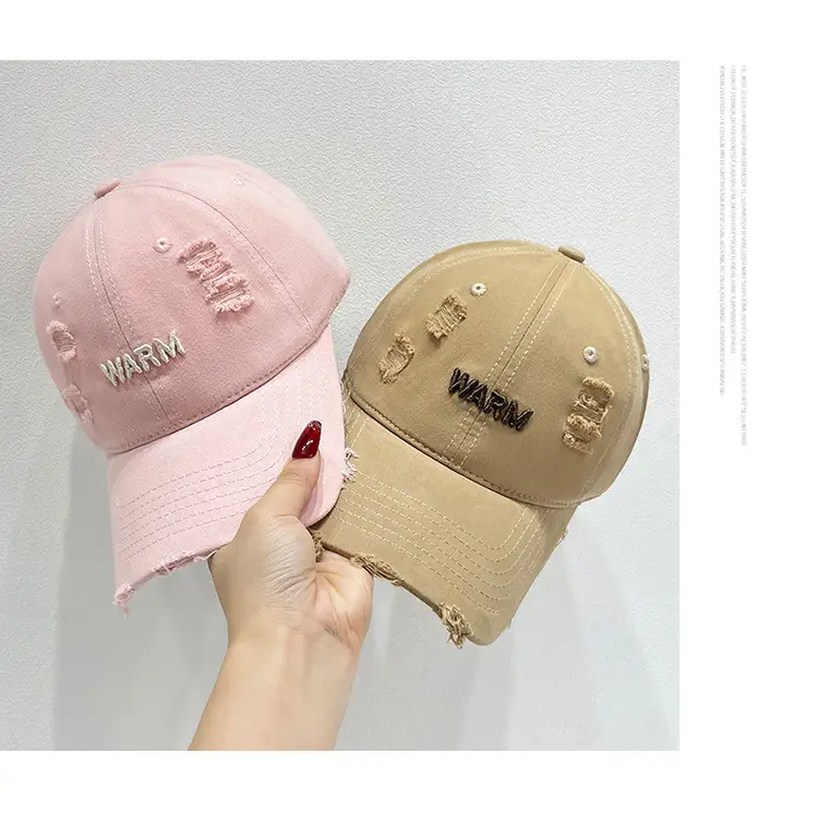 Women's Black Washed Hole Cap with "WARM" Embroidery — feature 10